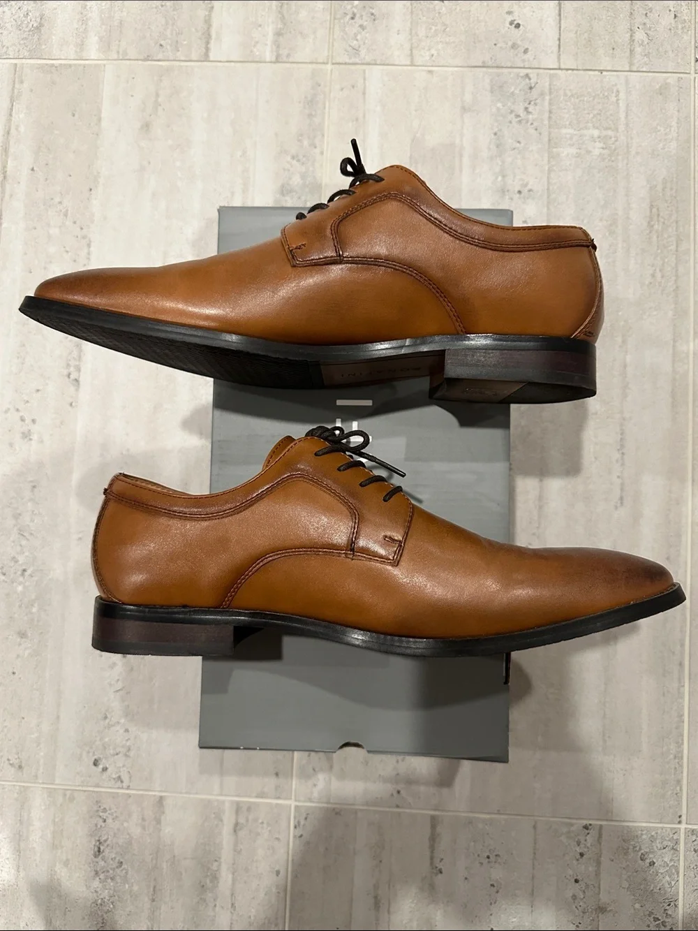 Bonafini Men's Tan Leather Oxford Dress Shoes